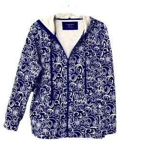 Liz Claiborne hoodie jacket, zippered with pockets Blue/white Size Large